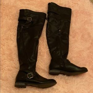 Thigh thigh leather faux leather boots